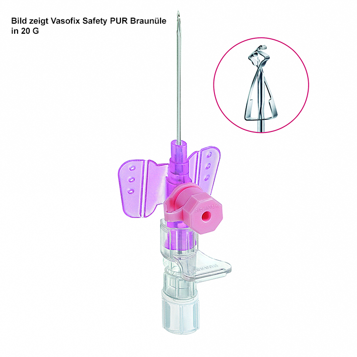 Vasofix Safety 20 G, 1,1 mm, rosa, 33 mm Stichlänge, PUR, VE = 50 Stck.